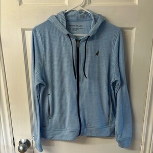 Peter Millar Sky Blue Textured Full Zip Hoodie women’s size L